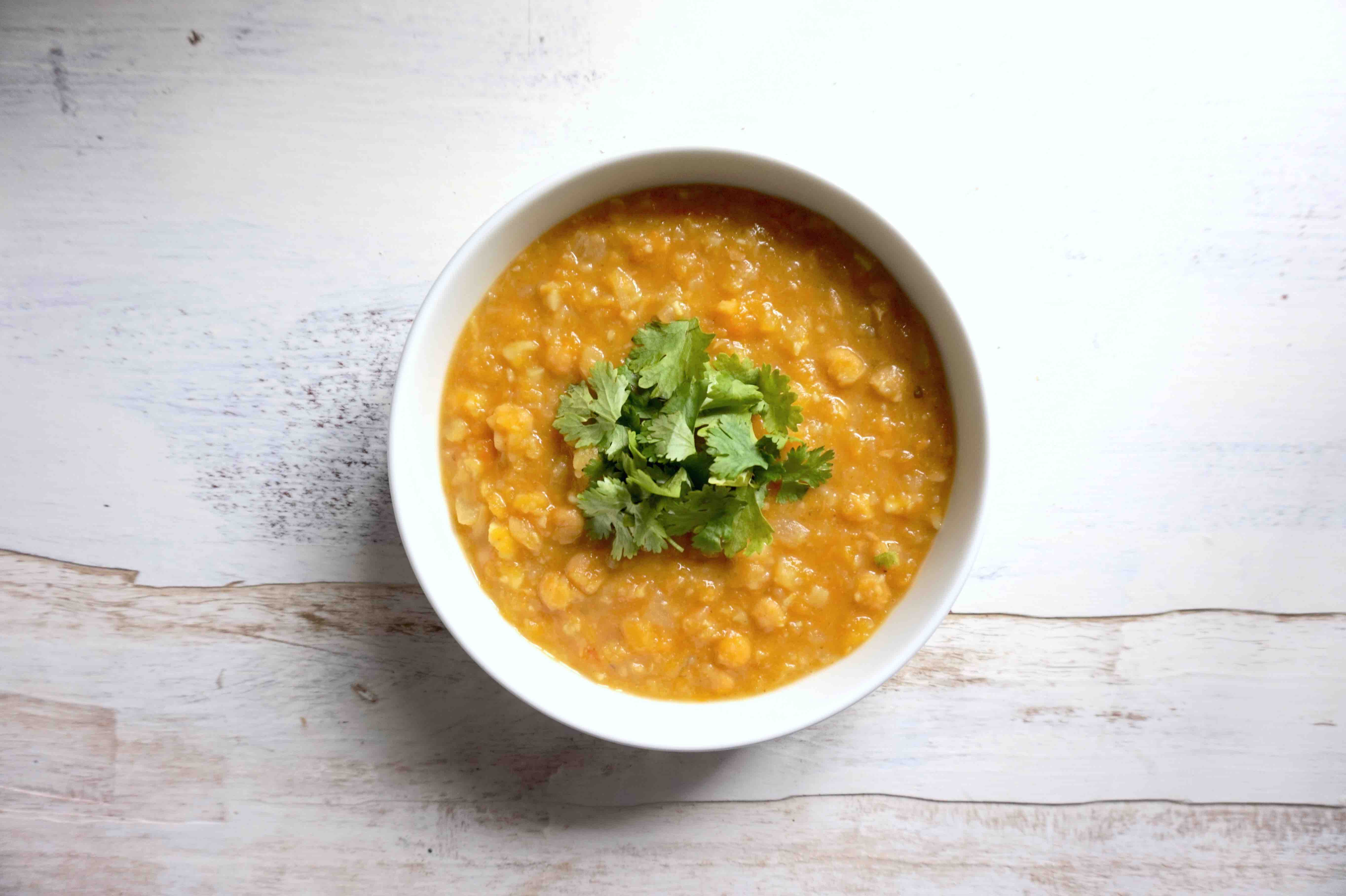 Spicy Vegan Butternut and Chickpea Soup